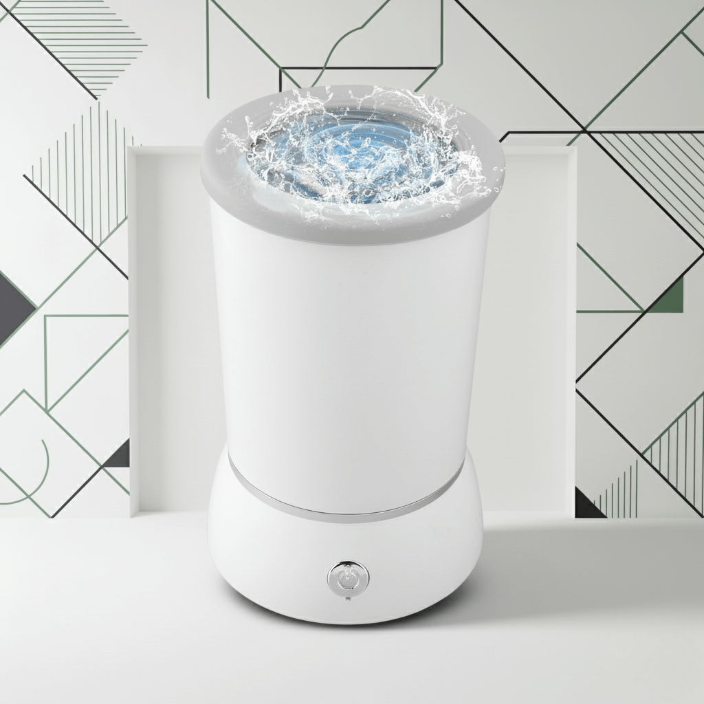 dog cleaning pod portable gadget with rotating brush and water splashes for easy pet cleaning