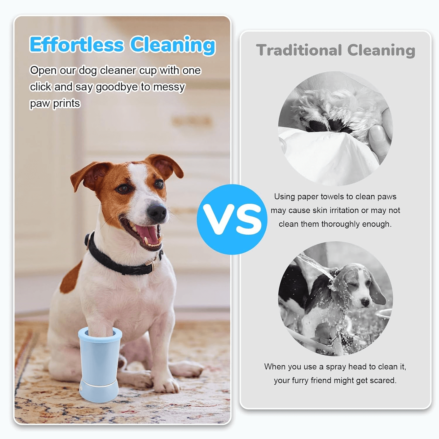 Effortlessly clean muddy paws with the dog cleaning pod portable gadget, eliminating messy paw prints.